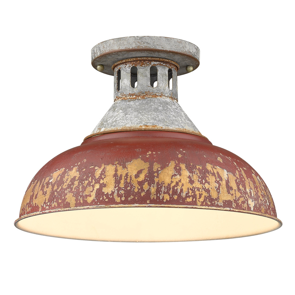 Golden Lighting Kinsley 1-light Semi-Flush Mount in Antique Red shade
